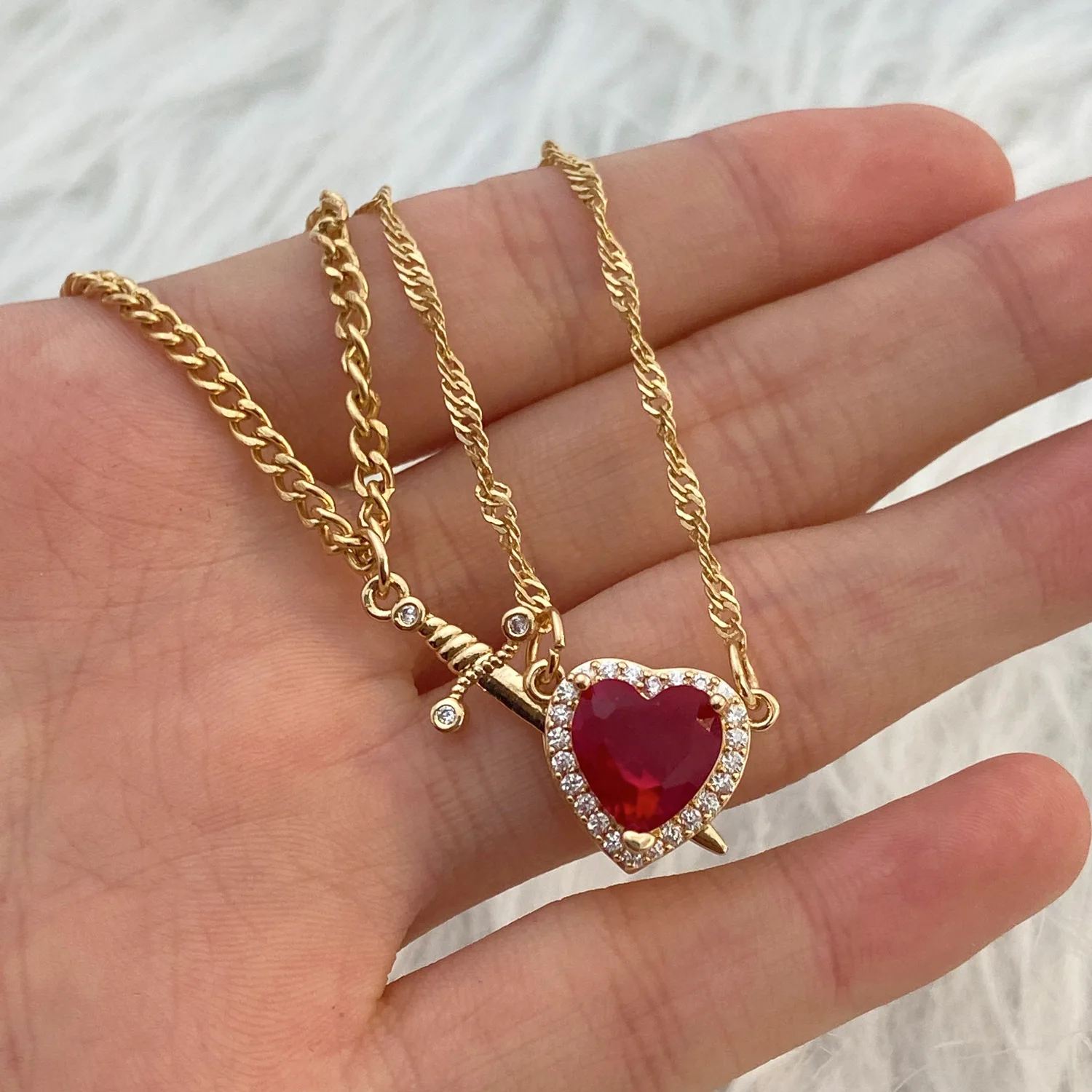 Wedding Qw - Gotische hart en zwaard paar ketting